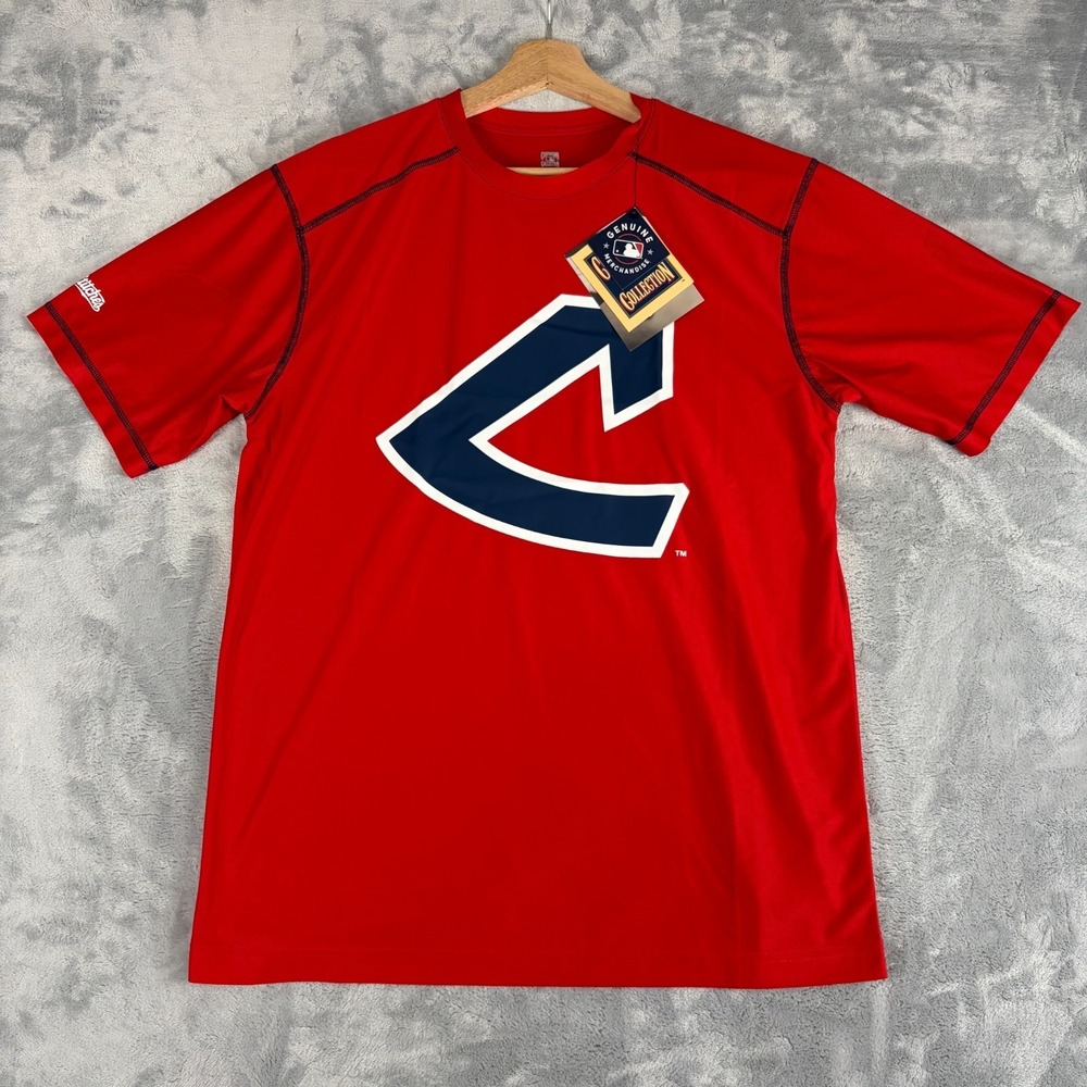 Cleveland Guardians Mens Medium Stitches Cooperstown Jersey T-shirt Red NEW!